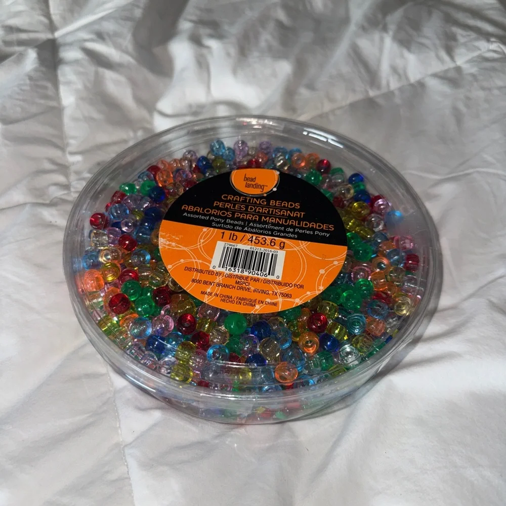 OPENED Bead Landing 1lb Assorted Pony Beads - Multi-Color Translucent